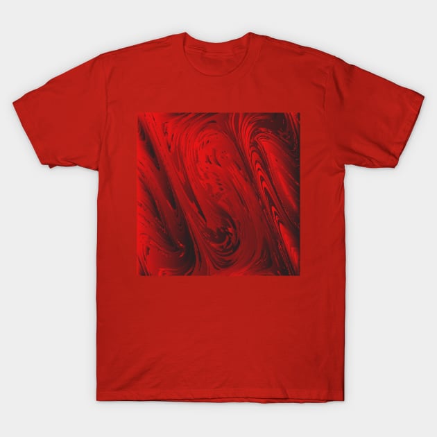 Red graphic swirling design T-Shirt by FredGarden8